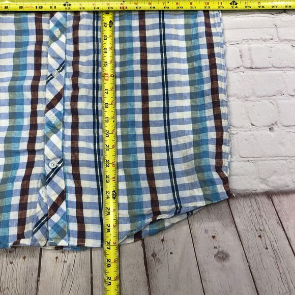 Raffi Linea Uomo Men Long Sleeve Linen Button Up Shirt Size Large Plaid M159 -22 - Picture 3 of 14